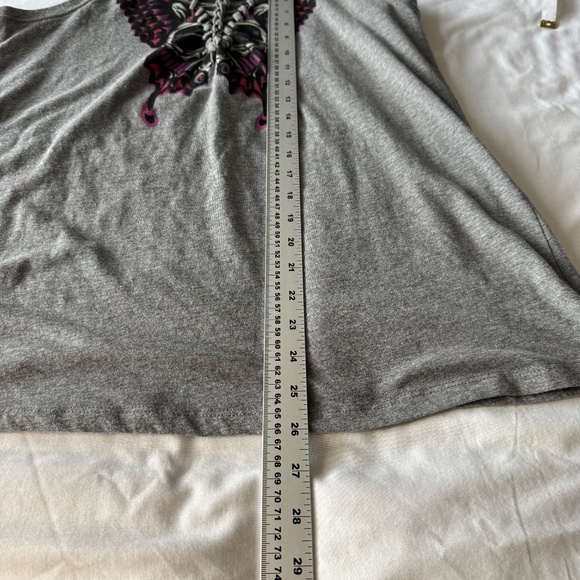 Torrid 0 Classic Fit Women's Skull and Butterfly Lattice V-Neck Tank Top Grey‎ L - Picture 7 of 9